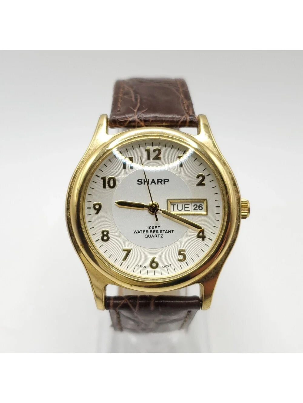 Sharp Analog Men's 37mm Watch Day/Date Silver Dial New Battery